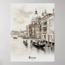 Destination Voyage Venise Aquarelle Mur Art