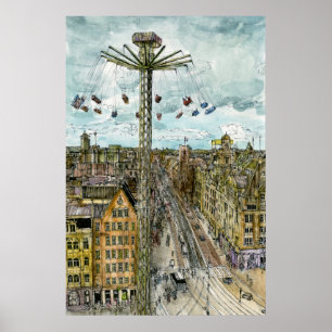 Poster Destinations   Watercolor European Swing Ride