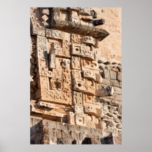Poster Détail de pyramide de magicien, Yucatan, Mexique