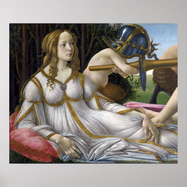 Poster Détail de Vénus, Vénus et Mars par Botticelli (Devant)