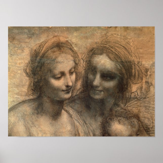 Poster Détail des chefs de la Vierge et de Sainte-Anne (Devant)