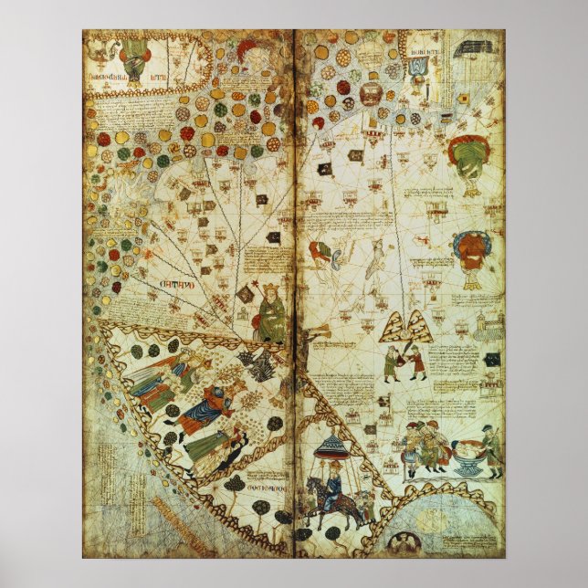 Poster Détail d'une carte du monde catalan (Devant)