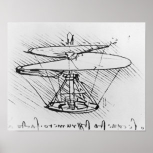 Poster Détail d'une conception pour une machine de vol,