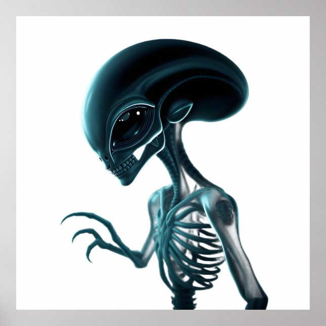 Poster Detailed Alien with Skeletal Structure Visible (Devant)