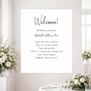 Poster Détails de programme de mariage noir blanc