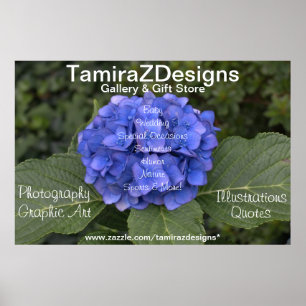Poster Détails du nom de l'entreprise Blue Hydrangea