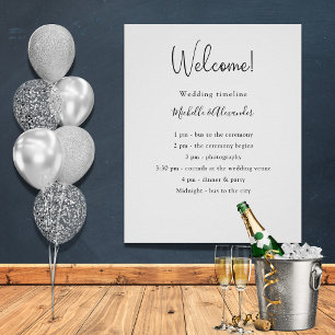 Poster Détails du programme de mariage noir blanc