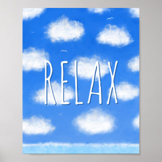 Poster Détendez-vous - Blue Sky Sea Nuages Inspiration Se