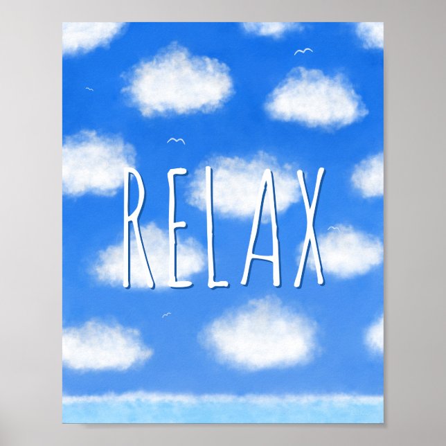 Poster Détendez-vous - Blue Sky Sea Nuages Inspiration Se (Devant)