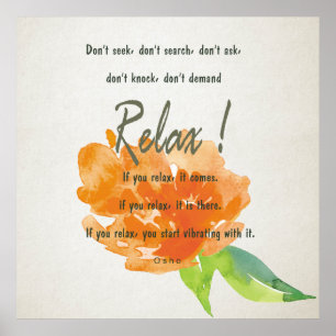 POSTER DÉTENDEZ-VOUS POUR RECEVOIR, VIBRER ORANGE FLORAL