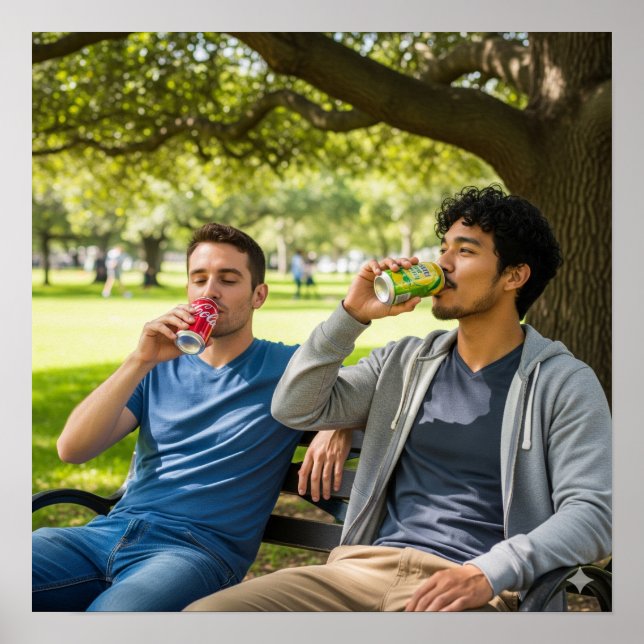 Poster Détendez-vous sur un banc de parc (Devant)