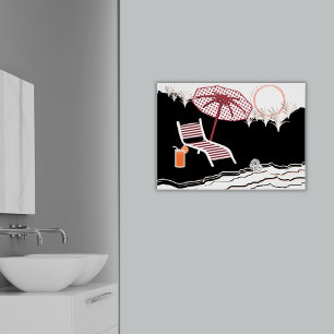 Poster Détendez-Vous Sur Une Chaise De Plage Et Un Cockta