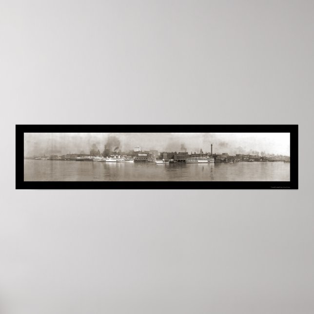 Poster Detroit, MI Riverfront Photo 1908 (Devant)