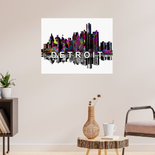 Poster Detroit, Michigan en graffiti