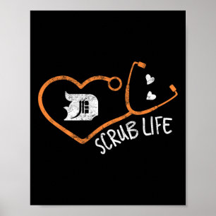 Poster Detroit Scrub Life Michigan Nurse Shirt Médicale T