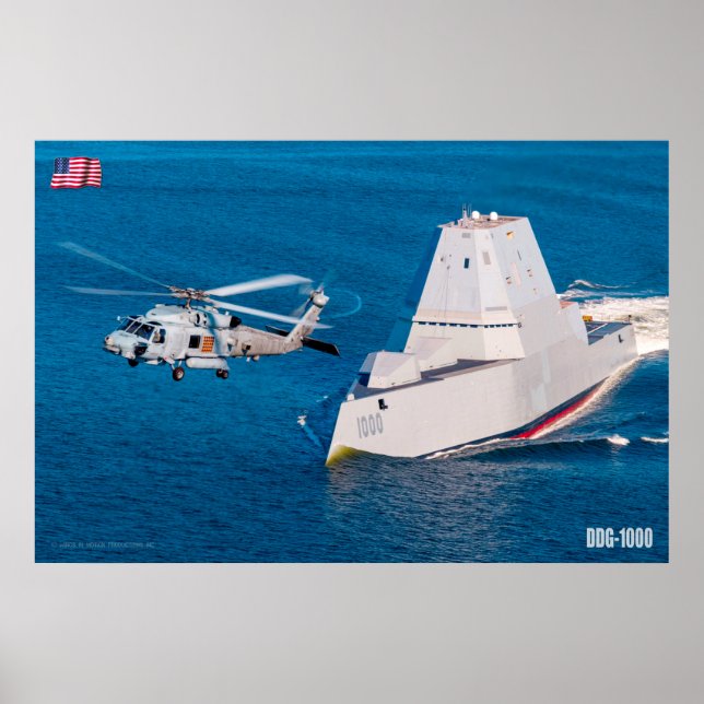 POSTER DÉTROYEUR DE MISSILES GUIDÉS - DDG-1000 (Devant)