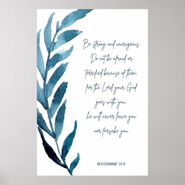 Poster Deutéronome 31:6, Bible Verse Print, Fort (Devant)