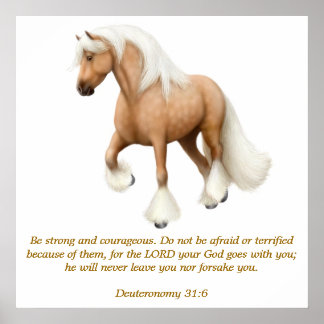 Poster Deutéronome 31:6 Proud Horse Bible Verse Imprimer
