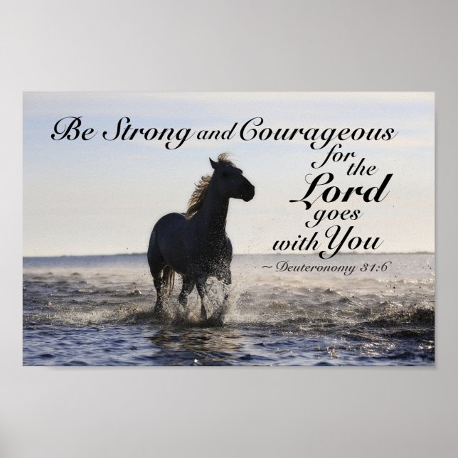 Poster Deutéronome 31:6 Soyez fort et courageux, Cheval (Devant)