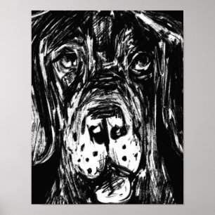 Poster Deutsche Dogge Kohlezeichnung