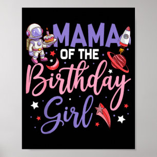Poster Deux à la lune maman de l'astronaute fille d'anniv