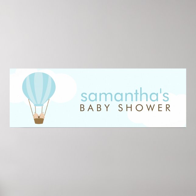 Poster Deux bébés dans un ballon vert à air chaud (Devant)