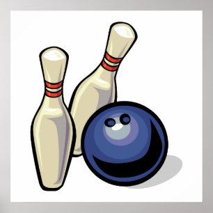Poster deux broches de bowling et conception de boules de