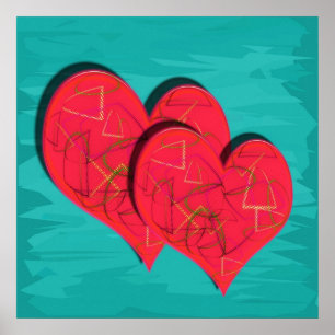 Poster Deux coeurs