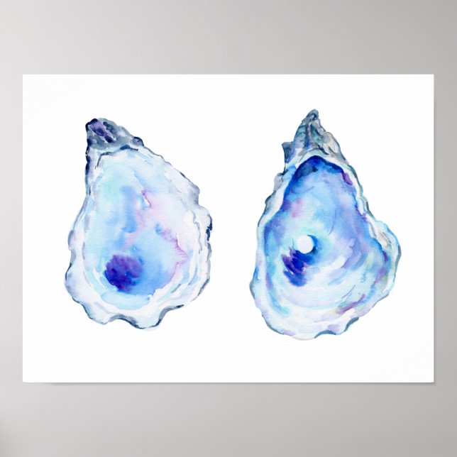 Poster Deux coquilles d'huîtres avec perle (Devant)