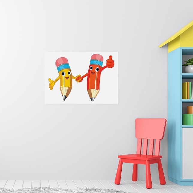 Poster Deux crayons heureux (Créateur téléchargé)