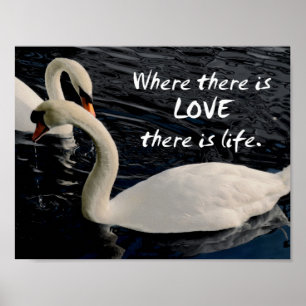 Poster Deux cygnes sur le lac