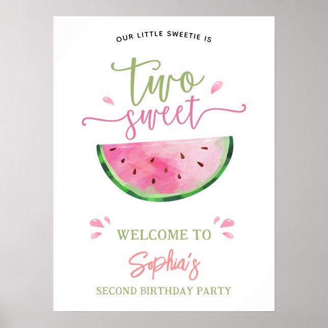 Poster Deux douce pastèque Bienvenue à l'anniversaire (Devant)