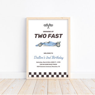 Poster Deux Fast Race Car 2nd Boy's Birthday Party Bienve