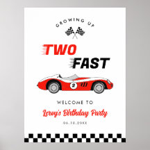 Deux Fast Red Vintage Race Car Bienvenue