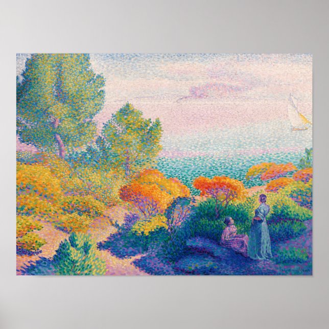Poster Deux Femmes au bord du rivage, célèbre peinture, (Devant)