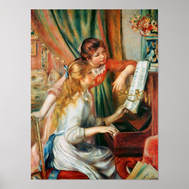 Poster Deux filles au piano de Renoir (Devant)