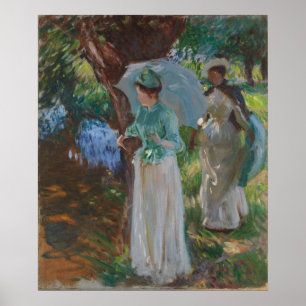 Poster Deux filles avec des parasols