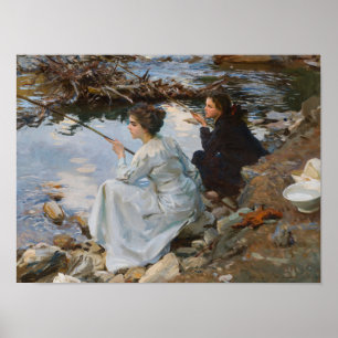Poster Deux filles pêchant, Sargent 1918