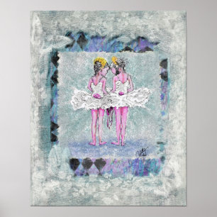 Poster Deux filles tenant des chaussures de ballet