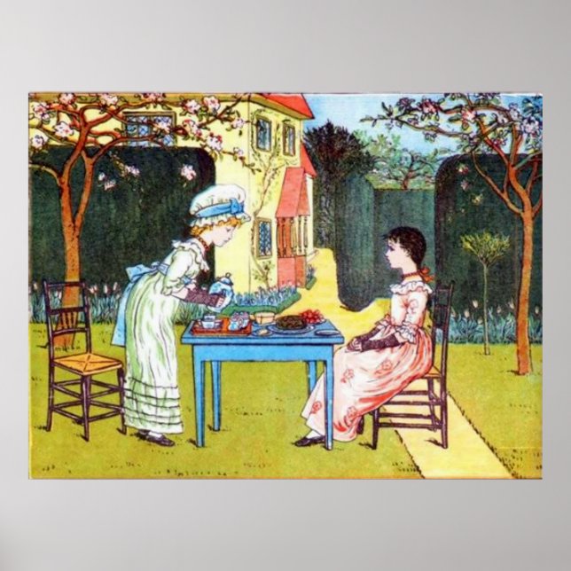 Poster : Deux Filles Victoriennes Avec Thé (Devant)