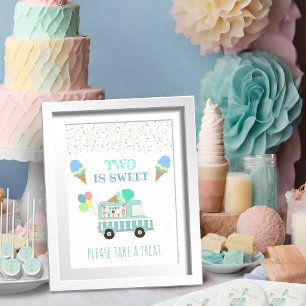 Poster Deux glaces douces anniversaire gâter table signe