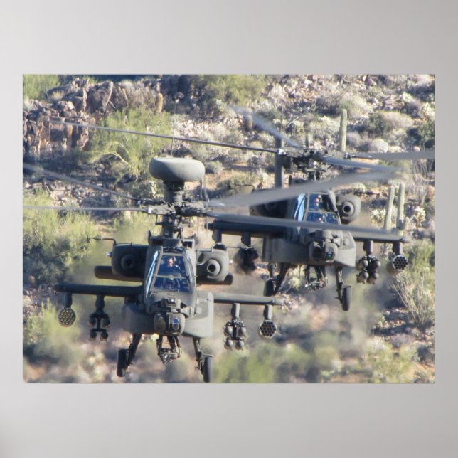 Poster Deux hélicoptères Apache AH-64 (Devant)