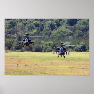 Poster Deux hélicoptères Apache AH-64D