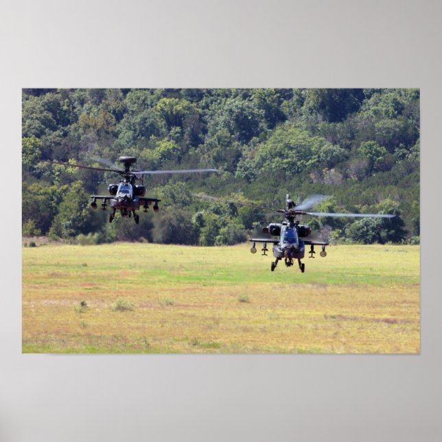 Poster Deux hélicoptères Apache AH-64D (Devant)