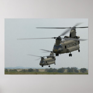 Poster Deux hélicoptères CH-47 Chinook