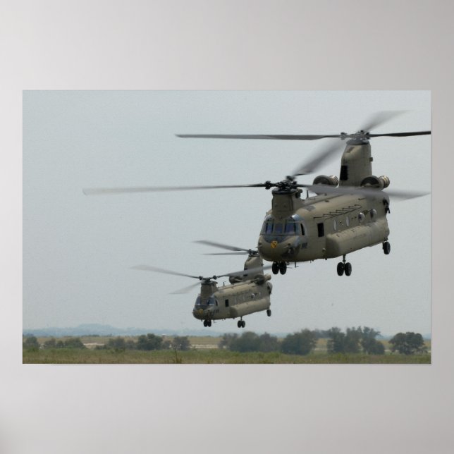 Poster Deux hélicoptères CH-47 Chinook (Devant)