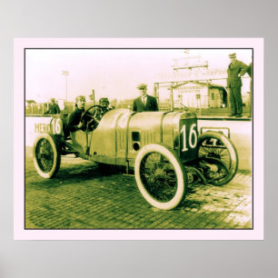 Poster Deux hommes en voiture de course antique n° 16 Ind