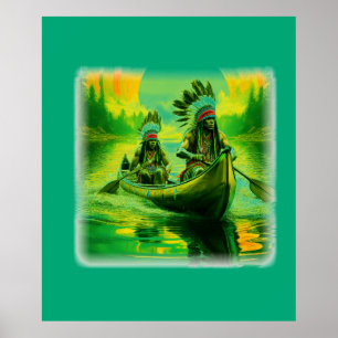 Poster Deux Indiens Traversent Le Lac