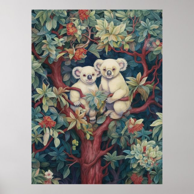 Poster Deux koalas en haut d'un gommier (Devant)