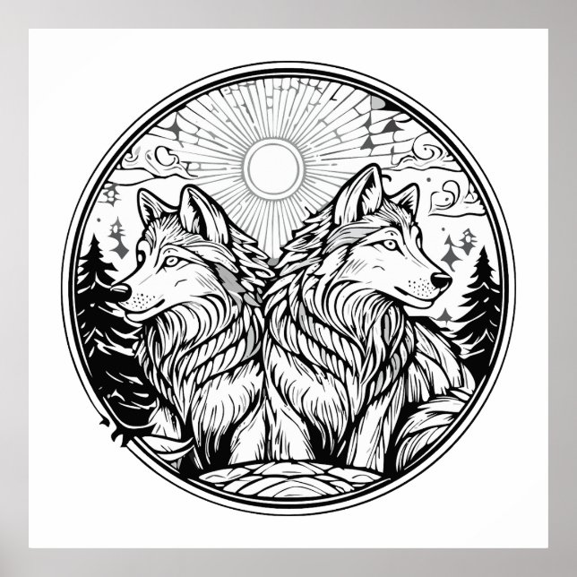 Poster Deux loups (Devant)